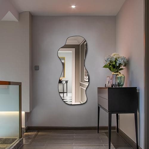 POZINO Irregular Mirror, 47.2"x21.6" Asymmetrical Frameless Mirror, Abstract Wall Mirrors, Modern Odd Shape Mirrors for Living Room Bathroom Bedroom Entryway, Hangs Vertically or Horizontally thumbnail 7
