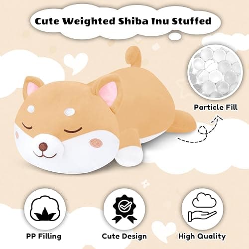 Finebee Weighted Shiba Inu Stuffed Animals, Cute Weighted Dog Plush, Soft Stuffed Weighted Shiba Inu Plushie Gifts for Kids & Adults(9.8" 0.8Lbs) thumbnail 4