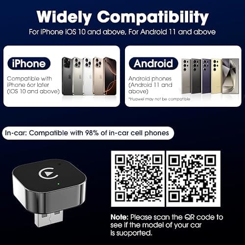 Wireless Carplay Adapter & Android Auto 2025 Upgrade Wired CarPlay to Wireless,2-in-1 Mini USB Design with Fast Stable Connection Car Play for Apple iOS 10+, Android 11+ Version thumbnail 2