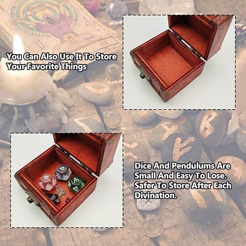 Knana 6Pcs Pendulum Board for Divination - Pendulum Crystal for Dowsing, Tarot Dice Astrology Dice with Box, Wiccan Supplies and Tools, Tarot Divination for Beginners thumbnail 5