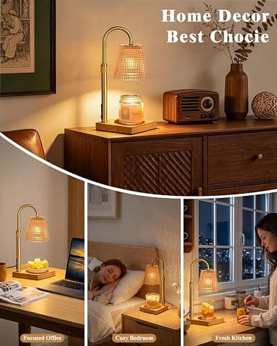Amber Candle Warmer Lamp with Timer, House Warming Gifts New Home Decor | Dimmable & Adjustable Height, Electric Wax Warmer for Scented Wax Jar Candles,Birthday Gifts for Women Mom Sister thumbnail 7