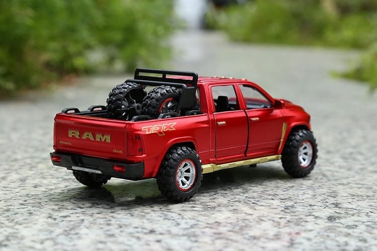 SASBSC Toy Trucks for Boys Age 3-12 Pickup Truck Toys Diecast Metal Model Cars with Light and Sound Pull Back Car Toy for 3+ Year Old Kids (Red) thumbnail 7