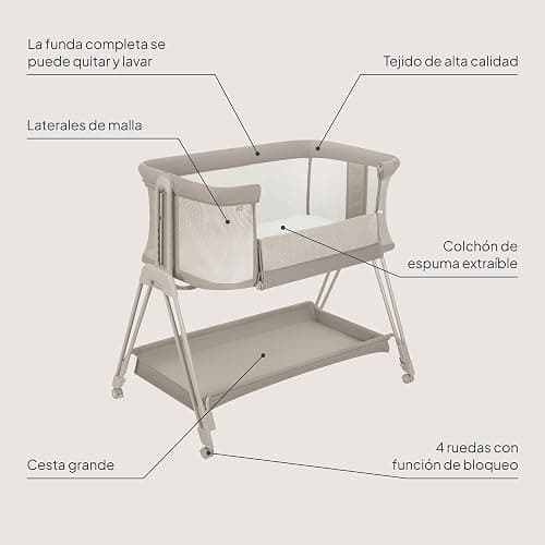 lionelo Luna Cuna de colecho portátil con colchon Cuna de Viaje Bebe co-Sleeping Desde recién Nacido hasta los 9 kg Altura e inclinación Regulables 4 Ruedas con Bloqueo ventilada | De Colecho, Portátil con Colchón Cuna de Viaje Bebé Co-Sleeping desde Recién Nacido, Ruedas con Bloqueo Ventilada thumbnail 13