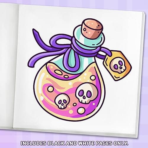 Witchy Vibes: Bold and Easy Coloring Book for Adults, Teens, and Seniors with Simple and Spooky Designs for Relaxation thumbnail 5