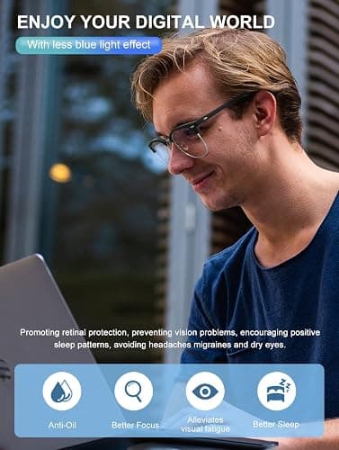 NSSIW Blue Light Glasses for Men and Women, Advanced Computer Gaming Glasses, Semi Rimless Glasses with Blue light Blocking thumbnail 2