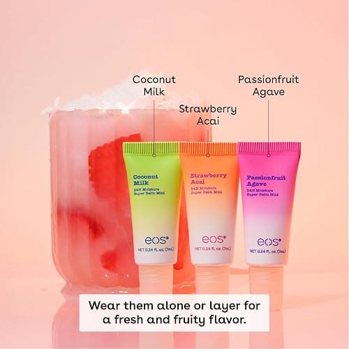 eos 24H Moisture Super Balms Minis- Pink Paradise, Limited-Edition, Nourishing, Dry Lips, Variety Pack Mini, Lip Balms, 0.169 fl oz, 3-Pack thumbnail 3