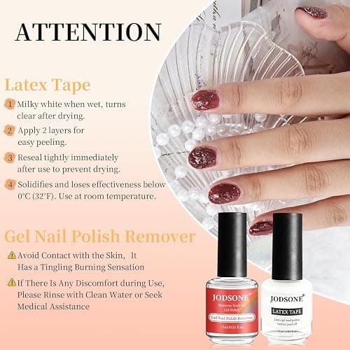 JODSONE Gel Nail Polish Remover Kit - Set with 15ml Gel Nail Polish Remover, Cuticle Oil and Latex Tape, and Complete Remover Manicure Tool Set, No Soaking thumbnail 10