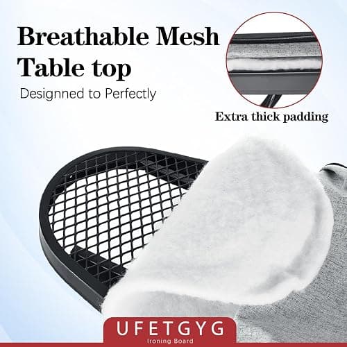 UFETGYG Ironing Board, Metal Panel Iron Board |43" X 13" W/with Iron Rest | Full Metal Construction| Height Adjustable | Heat & Scorch Resistant Fabric | Anti-Skid Feet | Heavy Duty| Easy to Fold thumbnail 6