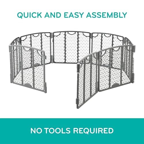 Evenflo Versatile Play Space Adjustable Play Area, Plastic, 8-Panel (Cool Gray) thumbnail 6