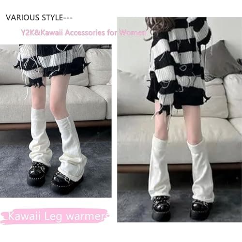 Komorebi Leg Warmers Y2K Kawaii Leg Warmers for Girl Women Cute Knitted Socks Y2K Harajuku Goth Accessories thumbnail 7