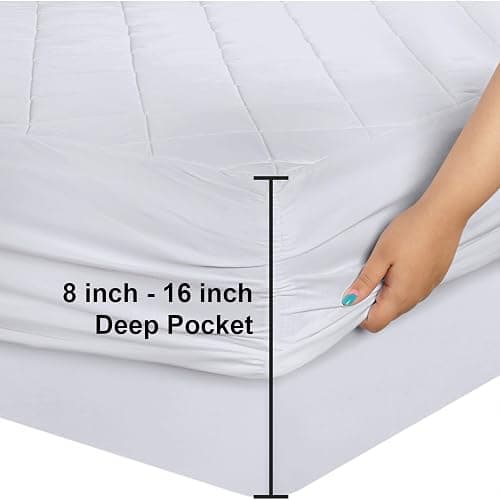 Utopia Bedding Quilted Fitted Mattress Pad, Twin XL Size, Elastic Fitted Mattress Topper Protector and Cover with Deep Pocket Stretches up to 16 Inches, Machine Washable (White) thumbnail 3