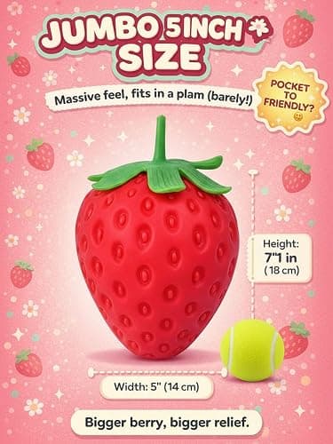 Squishy Squeeze Strawberry Giant Jumbo Big 5&4 Inch Slow Rising Stress Ball, Realistic Fruit Squeeze Toy for Relief, Adults Kids Sensory Fidget Strawberry Squishy Gifts Party Favor(RED+Pink) thumbnail 5