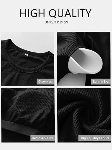 ANRABESS Women Long Sleeve Shirts Built-in Bra Crewneck Rib Knit Slim Fit Basic Tee Tops 2025 Fall Casual T-Shirt Base Layer thumbnail 6