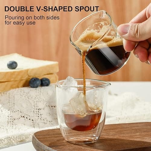 PARACITY Espresso Cup with Handle, 2.5 OZ Double Spout Clear Glass Measuring Cup with Dual Scale, Espresso Shot Glass with V-Shaped Mouth, Espresso Accessories thumbnail 4