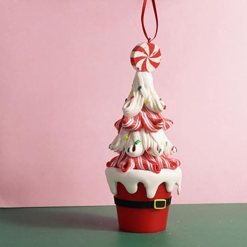 Needzo Festive Peppermint Ornament, Red and White Christmas Tree Decoration, 2.5 x 6.75 Inches, Style May Vary thumbnail 5