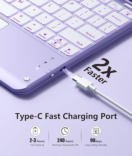 Harvopu for iPad Air 13 Inch (M4/M3/M2) & Pro 12.9 Case with Keyboard | Multi-Touch Trackpad, 7 Colors Backlit, Detachable Folio Keyboard Cover for iPad Air 13/ Pro 12.9 6th 5th 4th 3rd Gen, Purple thumbnail 3