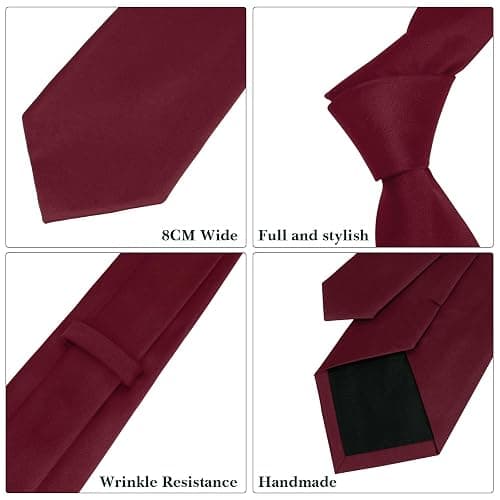 JUNMEISI Men's Ties Solid Pure Color 3.15" (8CM) Necktie Black Ties For Men thumbnail 4