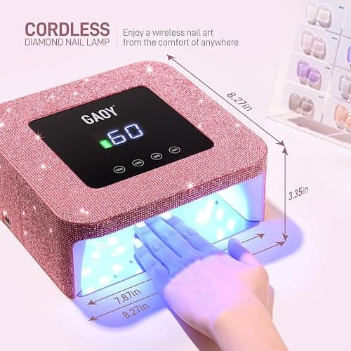 GAOY Cordless UV LED Nail Lamp for Gel Nails, Rechargeable UV Light, Professional Nail Dryer with 4 Timers, Automatic Sensor and Sensitive Mode for Fast Curing, Pink Diamond thumbnail 7