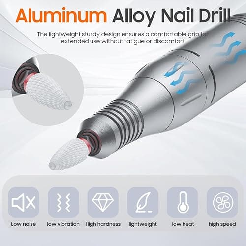 Professional Nail Drill 35000 RPM,SONGMIN Portable Cordless Efile with Bits Kit for Acrylic Nails Gel Polishing Removing,Rechargeable Electric Nail File Machine for Manicure,Pedicure Salon Home,Pink thumbnail 2