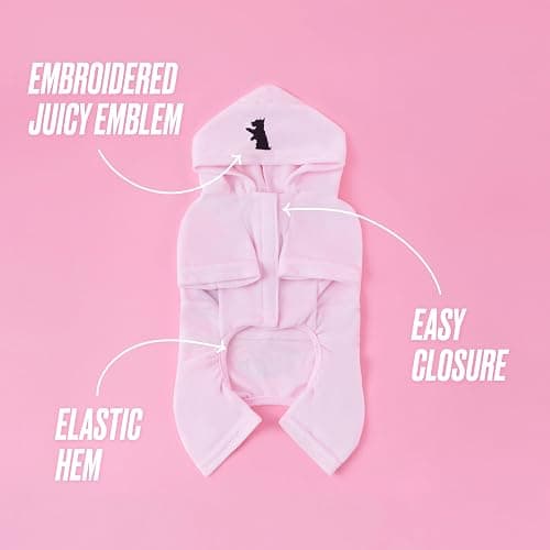 Juicy Couture Hooded Pet Juicy Bling Velour Tracksuit Chest 16 inches for Small Dogs and Cats - Pink - XS/S thumbnail 4