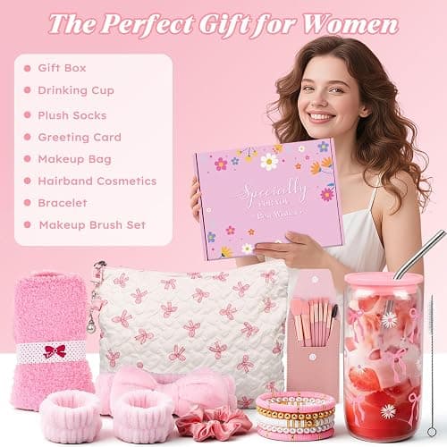 TUZELIYA Exquisite Birthday Gifts for Girls Teens - Best Birthday Presents for Her - Pink Unique Gift Baskets for Women - Back to School Gifts for Best Friends Girlfriend Daughter Mom Sister Coworker thumbnail 2