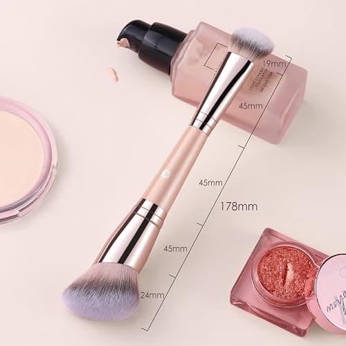 KINGMAS Foundation Brush, Dual Ended Makeup Brush for Foundation and Contour Blending Liquid Powder, Concealer Cream Cosmetics Blush, Cruelty Free Vegan & Easy (Pink) thumbnail 6