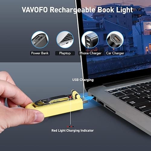 VAVOFO USB Rechargeable Book Light, Blue Light Blocking, Amber Clip-On Bookmark Shaped Reading Light with 6 LEDs and 9 Modes for Bedtime Reading thumbnail 5