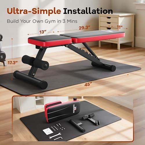 NICEPEOPLE Basic Weight Bench for Home Gym, 8 Backrests Adjustable Bench with 660LBS Weight Capacity for Chest Shoulders Arms Muscles, Foldable and Compact for Small Space Apartment Room thumbnail 8