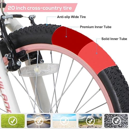 HILAND 20 Inch Kids' Bicycles Mountain Bike for Boys, Girls 5+ Years Old, Single Speed Kids Bicycles with Dual Handbrakes, Child Bike thumbnail 3