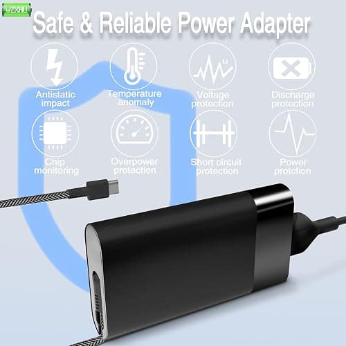 WZXHU New Slim 65W USB C Laptop Charger Compatible with HP Spectre x360, Envy, Chromebook, Elitebook x360, Pavilion, Elite x2 Travel Type C Power Cord Ac Adapter thumbnail 5