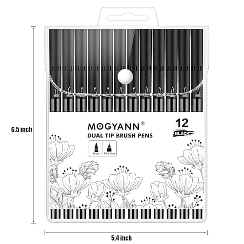 Mogyann Drawing Pens, 12 Pack Dual Brush Pens Black Markers for Art Drawing Sketching thumbnail 3