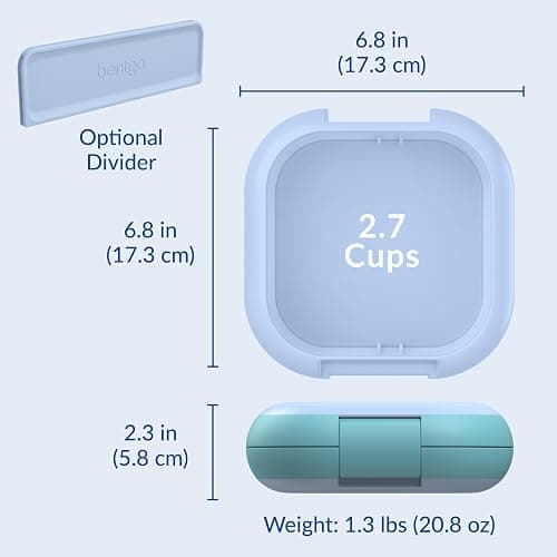 Bentgo Chill Mini Leak-Proof Lunch Box – Built-In Ice Pack Keeps Food Cold, 2.7-Cup Capacity for Snacks or a Sandwich, 3 or 4 Compartments, PFAS & BPA-Free, Ideal for Adults & Kids 3+ (Tide Blues) thumbnail 2