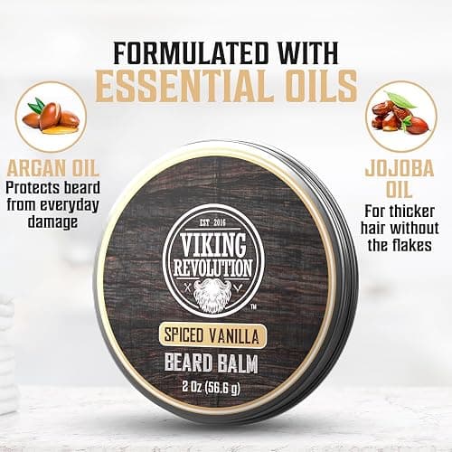 Viking Revolution - Ultimate Beard Kit Spiced Vanilla - Beard Grooming Kit for Men with Beard Brush, Beard Comb, Beard Balm, Beard Oil, Beard and Moustache Scissors - Husband Gifts for Men thumbnail 3