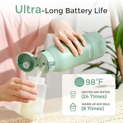 Momcozy Portable Milk Warmer for Travel – Dual Heating for Breast Milk & Water, Fast Heating, Long Battery Life, 17 oz Large Capacity for All-Day Feeding Convenience thumbnail 4