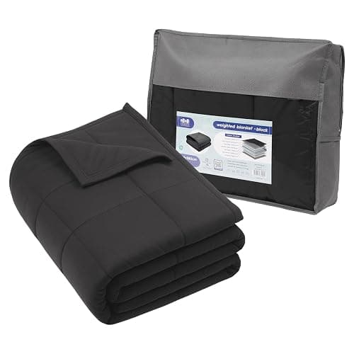 Harbour Housewares Weighted Blanket 6kg with Storage Bag – 125x180cm Black Weight Blanket for Anxiety, Stress Relief & Deep Sleep – Soft Fabric Calming Throw with Glass Bead Filling - Image 1