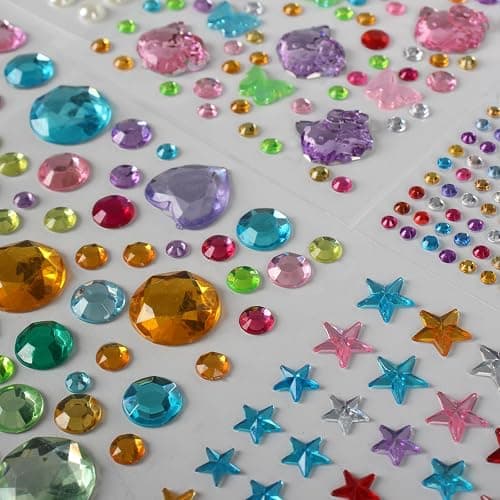 Gikboup 3521 Pieces Self Adhesive Jewels for Crafts, Gems Stickers for Kids, Flat Back Plastic Fake Jewels for Scrapbook Supplies and face gems thumbnail 8
