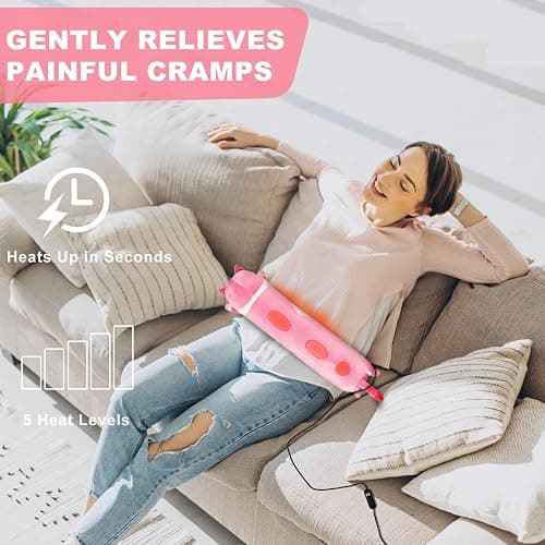 Cat Heating Pad for Period Cramps Menstrual Pain Relief, Portable Electric Heat Pads USB Powered, Cute Cats Plush Stuffed Animals Funny Gifts for Women Teen Girls Cat Lovers Birthday Easter Christmas thumbnail 4