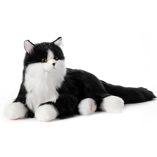Chongker Interactive Companion Robot Cat Pets, Handmade Weighted Stuffed Animals, Cat Plush Toy with Voice Response, Realistic Heartbeat and Purring, Black Cat - Image 1