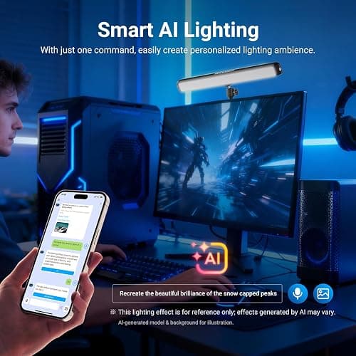 NEEWER Dual Sided RGB LED Streaming Key Light, Smart Desk Lamp Compatible with Alexa Google Assistant for Gaming Video Conference, 16 Million Colors, 2700K-7000K/CRI97+ Studio Tube Lighting, NG01 thumbnail 6