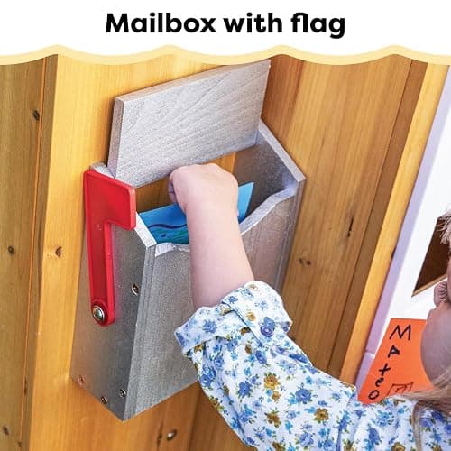 KidKraft Modern Outdoor Wooden Playhouse with Picnic Table, Mailbox and Outdoor Grill ,Gift for Ages 3+ thumbnail 10