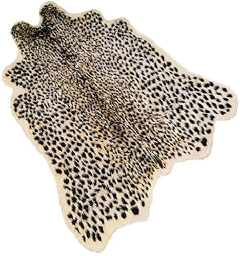 Leopard Print Rug,Faux Cowhide,Artificial Carpet,Simulation Cowhide, Leopard, Tiger, Zebra, Cow Hide Mat Animal Print Area Rug Hide Faux Carpet (A) / 40x37inch,3.3x3.1ft - Image 1