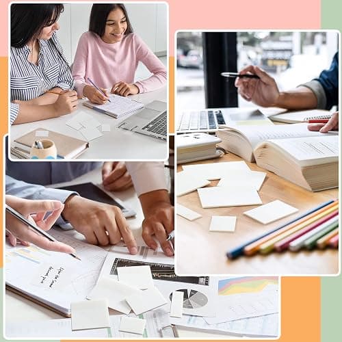 [1000 PCS] Transparent Sticky Notes, 6 Sizes Clear Sticky Notes Pads, Waterproof Self-Adhesive Translucent Sticky Notes for Annotating Books, See Through Sticky Notes for School & Office thumbnail 7