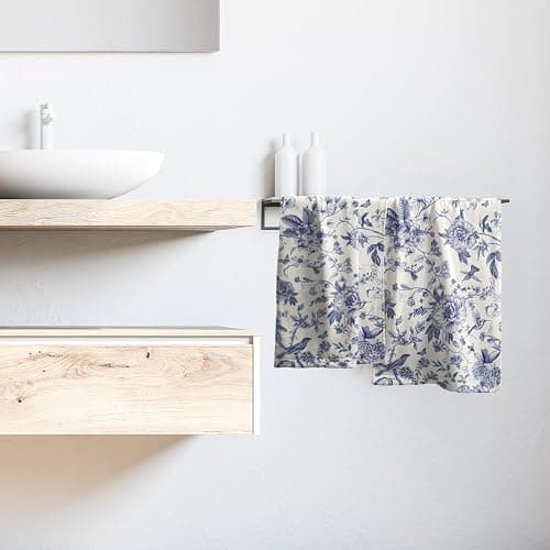 Giwawa Chinoiserie Flowers Hand Towels Blue Leaves Decorative Bath Towel Set of 2 Soft Absorbent Towel for Kitchen Guest Room Bathroom Gym Decor - Blue Chinoiserie Flower thumbnail 2