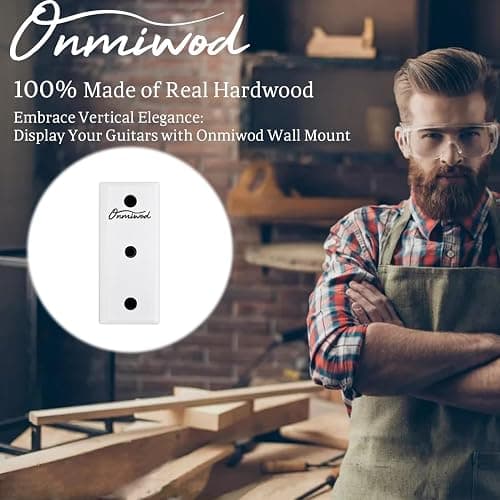 Onmiwod Guitar Wall Mount, White Hardwood Guitar Hanger, U-Shaped Guitar Wall Hanger Mount, Guitar Holder Hook Stand Wall for Acoustic, Electric Guitar, Banjo, Bass, Gift for Guitar Player thumbnail 2
