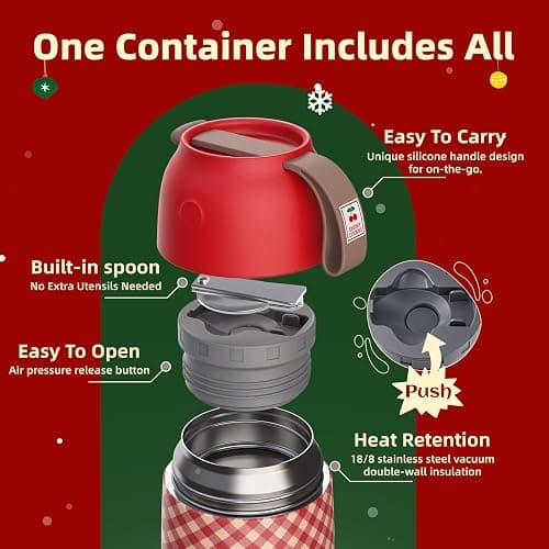 ChugJug Thermo for Hot Food for Adults Kids | Wide Mouth, 26 oz Insulated Food Jar with Spoon, Leakproof Soup Thermo for School Office Travel, Thermal Steel Lunch Container Easy to Carry (Red) thumbnail 6