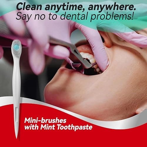 cleaings® Mini Brushes-Disposable Toothbrushes with Toothpaste and Pick for Work or Travel, 24 Count (Mint Flavor（Pack of 1）) thumbnail 6