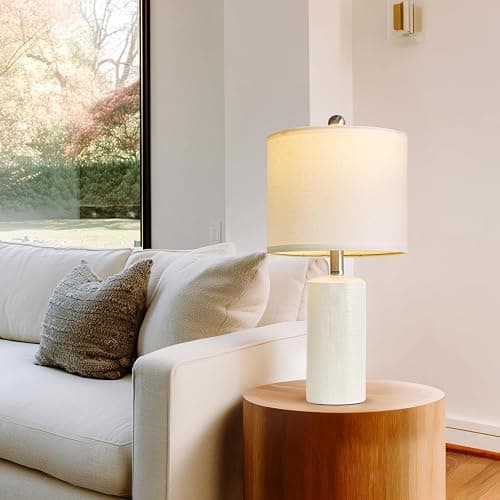 G-SAFAVA 20.5" Small Table Lamps for Living Room Lamp Set of 2 Ceramic Lamps for Bedroom Bedside Lamps Modern Boho Lamps for Night Stands Farmhouse Nightstand Lamp Side End Table Lamp, White thumbnail 5