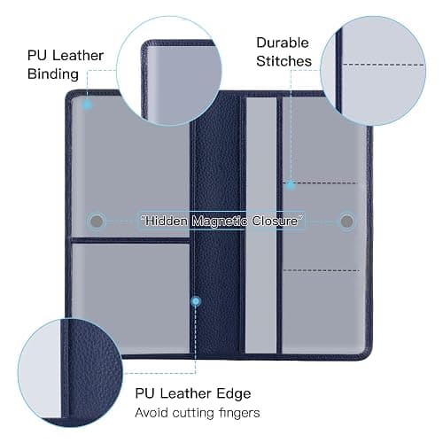 Valardoh Premium Car Registration and Insurance Card Holder, Car Document Holder for Cards, Driver License & other Essential Documents (Deep Blue) thumbnail 3