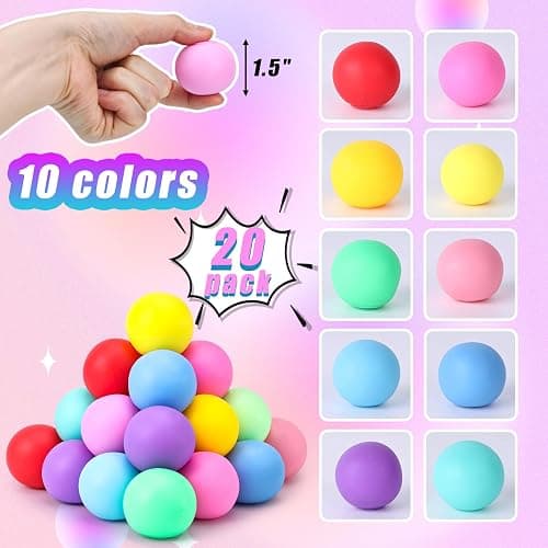 LovesTown 20 PCS Stress Balls Bulk, Squeeze Toys Slow Rising Sensory Fidget Toys for Relief Colleague Party Goodie Bag Stuffer Classroom Prize thumbnail 3