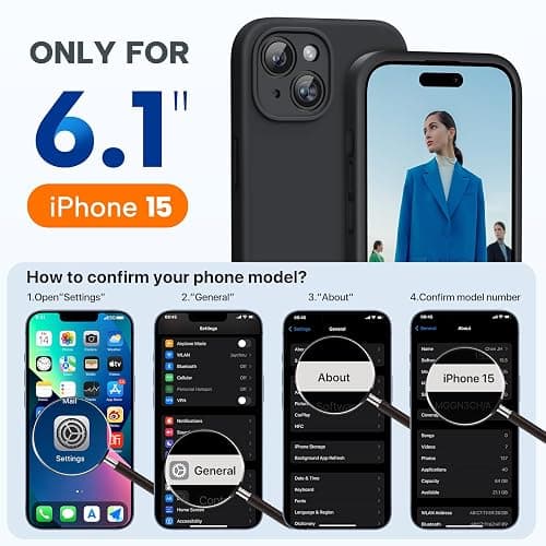 Miracase Compatible with iPhone 15 Case, [Soft Anti-Scratch Microfiber Lining], Liquid Silicone Case Gel Rubber Shockproof Drop Protection Phone Case for iPhone 15 (Black) thumbnail 6